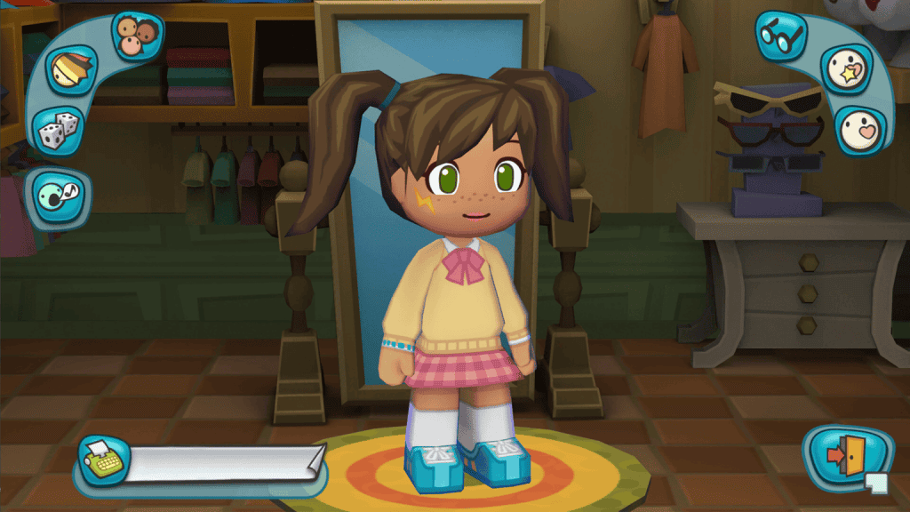 Cute girl avatar from a cozy mobile game with playful accessories.