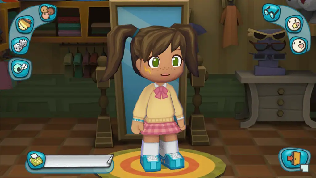 Cute girl avatar from a cozy mobile game with playful accessories.