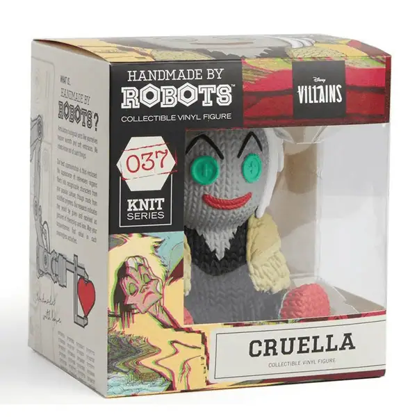 Handmade Cruella vinyl figure from Disney Villains collection, perfect for cozy gaming fans.