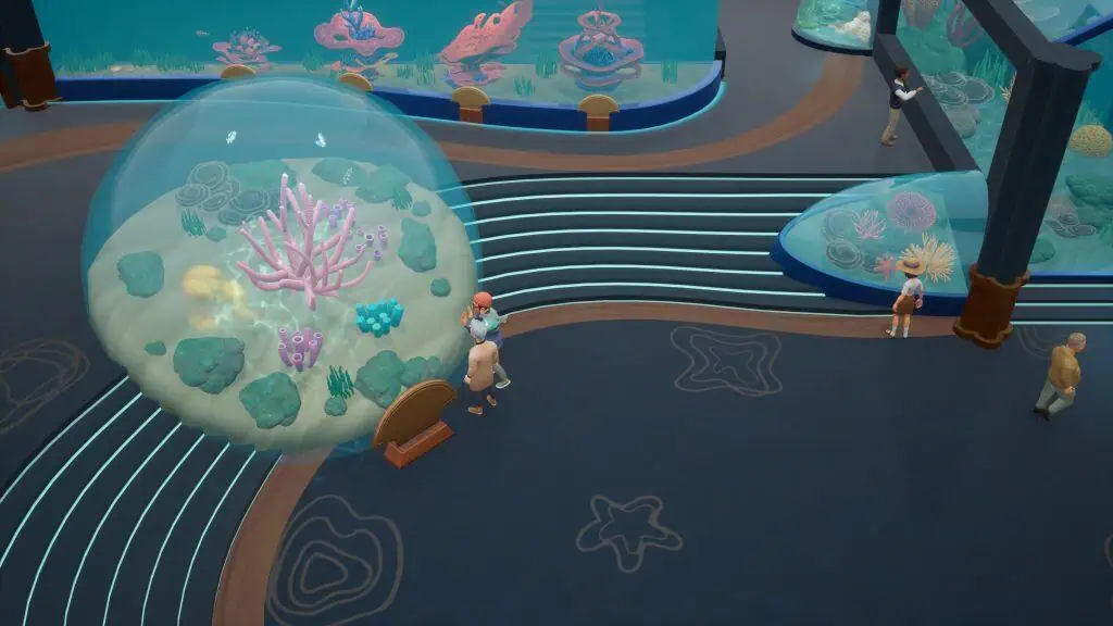 Coral Island aquarium with colorful coral and marine life display.