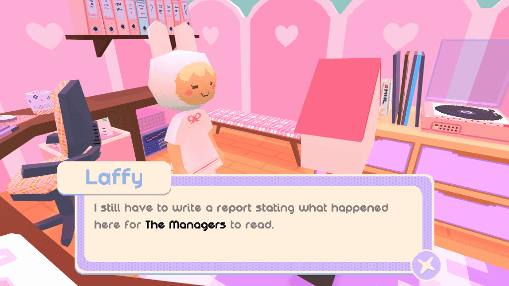 Cozy game review room with cute character, pink decor, and gaming setup, highlighting new cozy games.
